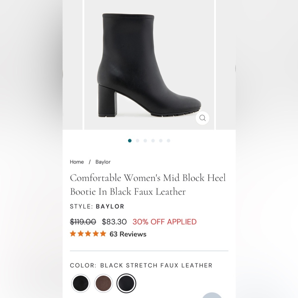 AEROSOLES Black Heeled Boots for Women 8W - Picture 3 of 3